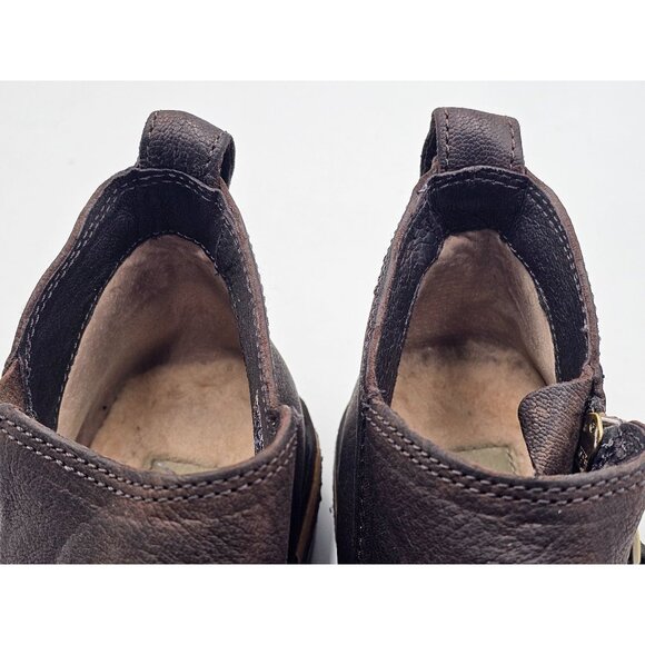 UGG Women's Dark Brown Leather Clementine Shearling Leather Ankle Boot Sz 7 2953 - Picture 11 of 16